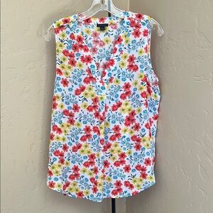 Floral Sleeveless Top - Red, Yellow, Blue
